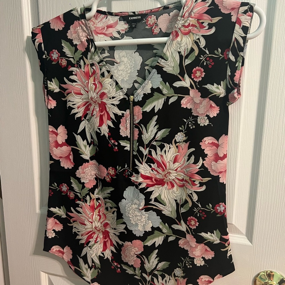 Express Black and Pink Blouse Elegant Top